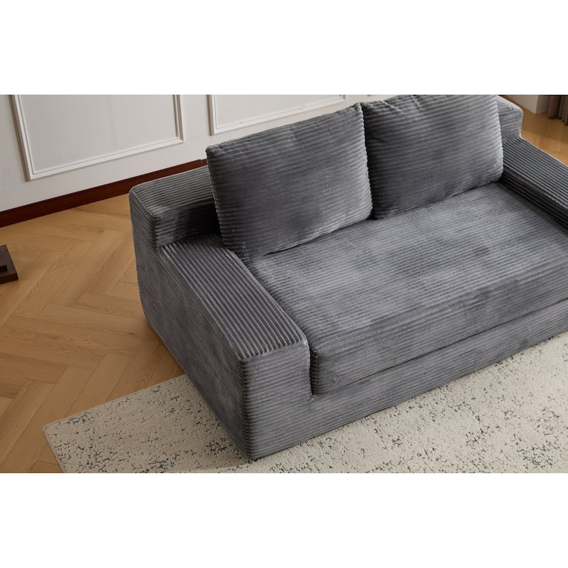 Anmytek Plush Soft Corduroy Modern Small Deep Seat Loveseat Sofa Bed with Reversible Cushions Pillows No Assembly Required