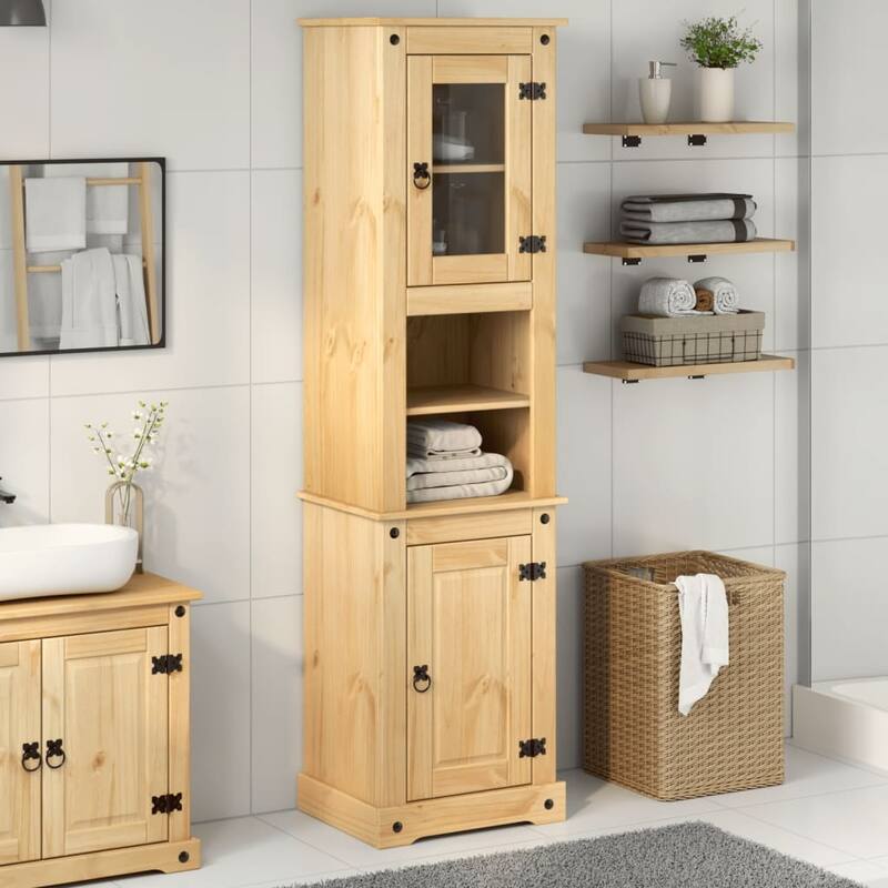vidaXL Bathroom Cabinet Honey wood - 15.7 x 19.7 x 72.8 in