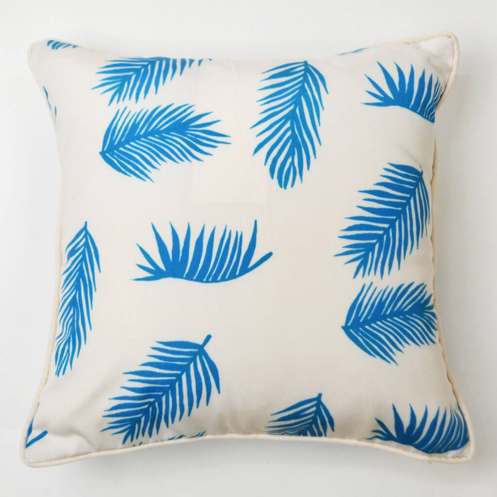 Jiti Outdoor Contrast Color front and Single Palm Leaves Patterned Small Pillows 16 x 16