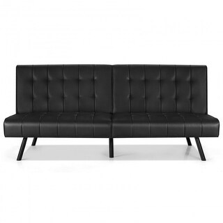 Futon Sofa Bed PU Leather Convertible Folding Couch Sleeper Lounge - 70 ...