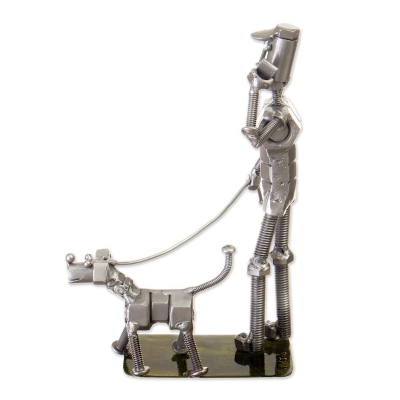 Novica Handmade Eco Walk Recycled Metal Sculpture