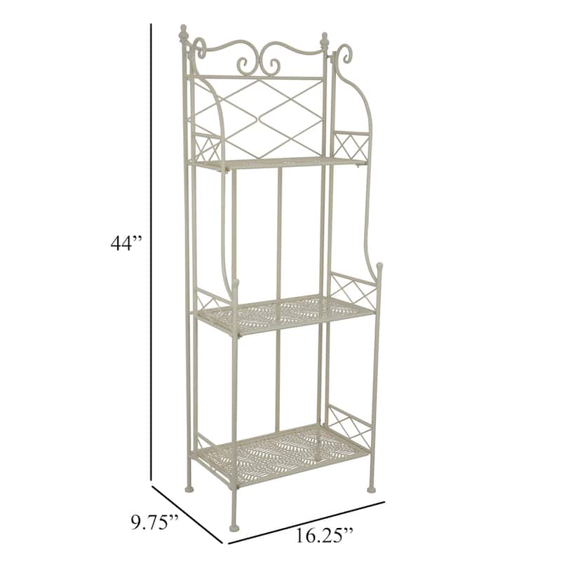 Monty Plant Stand Shelves, 3 Tier Classic Scrolled White Metal 44 Inch