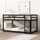 preview thumbnail 12 of 18, Elegant Twin over Twin Wooden Bunk Kids Bed with Ladder and Safety Guardrail,Storage Space