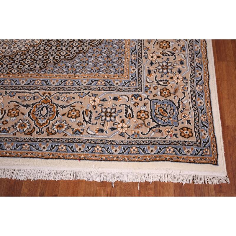 Traditional Kashan Turkish Area Rug Machine Made Beige Carpet - 9'9" x 13'1"