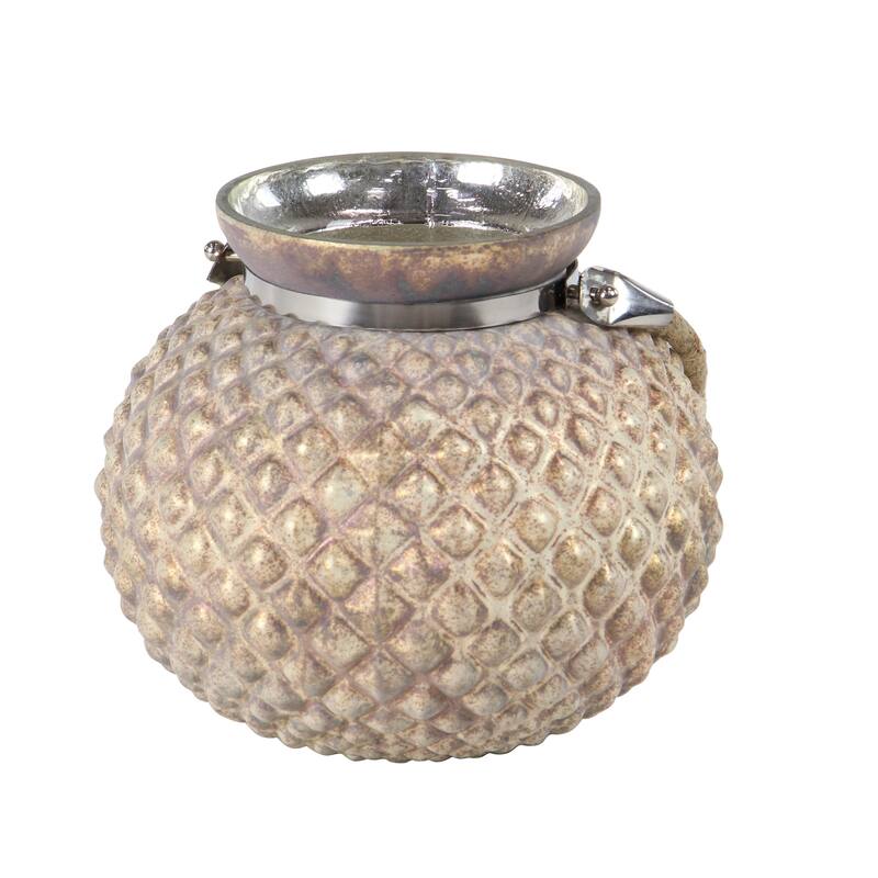 Green Glass Natural Candle Holder Set of 2 9 x 11 x 11