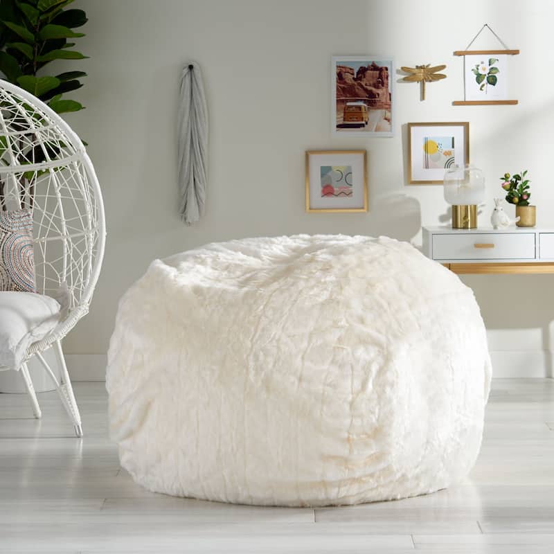Schley Modern Glam 5 Foot Short Faux Fur Bean Bag by Christopher Knight Home