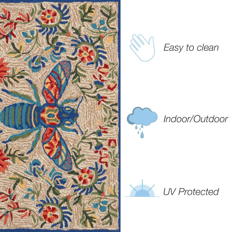 Liora Manne Frontporch Flora Bee Indoor/Outdoor Rug