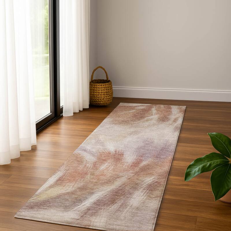 Premium Washable Super Soft Contemporary Blur Mayfield Rug - Copper - 2'3" x 7'6"