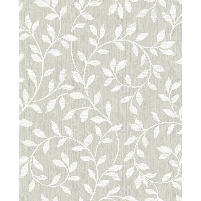 Trails Margot Leaf Trail Wallpaper 20.5 in x 33 ft = About 56.4 square feet - Light Grey