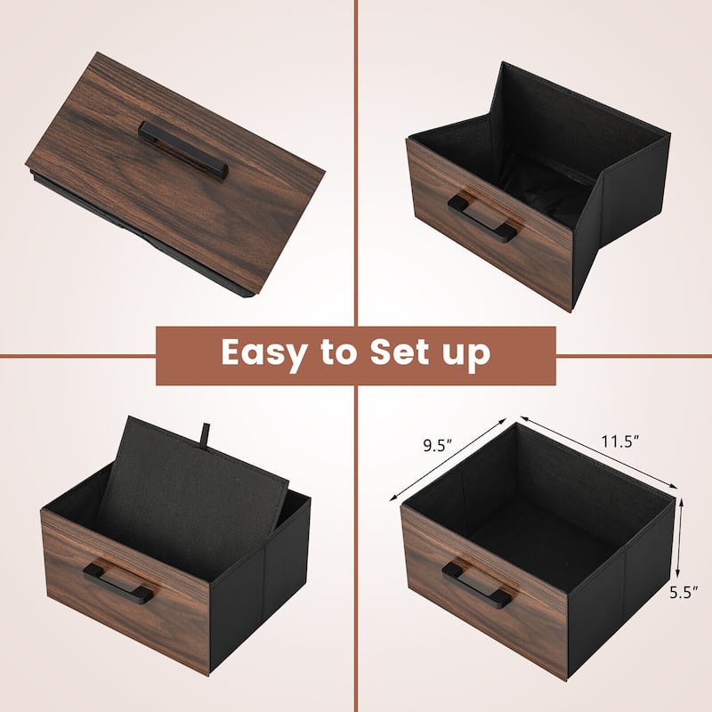 Gymax 2PCS Nightstand Bedside End Table with 2 Fabric Drawers &