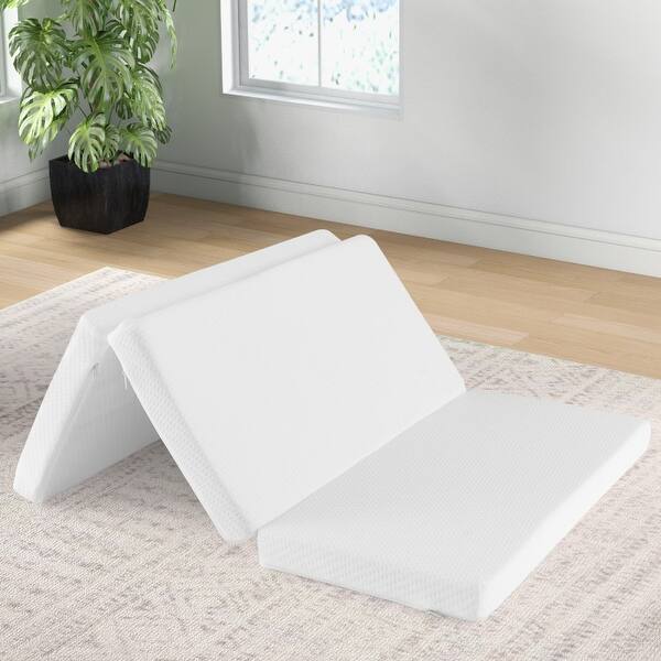 slide 2 of 10, Portable Tri-fold Pack and Play Mattress Pad with Gel-Infused Memory Foam - 38" x 26" x 2" White