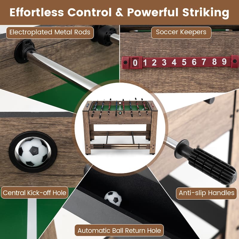 Gymax 2-in-1 48'' Swivel Multi Game Table w/Legs 2 Balls Cue Sticks