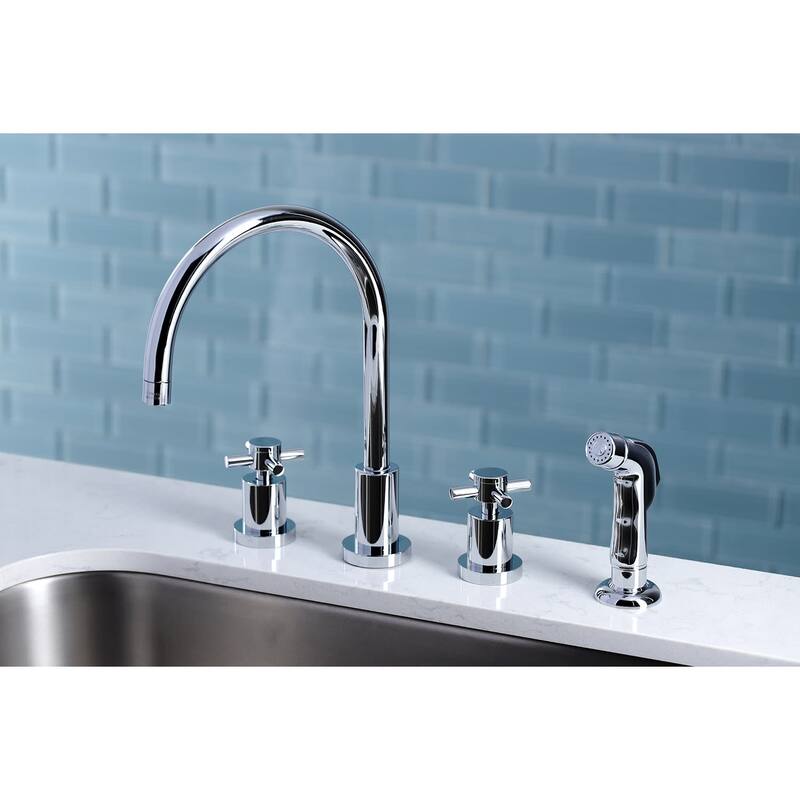 Kingston Brass Concord Widespread Kitchen Faucet with Metal Cross