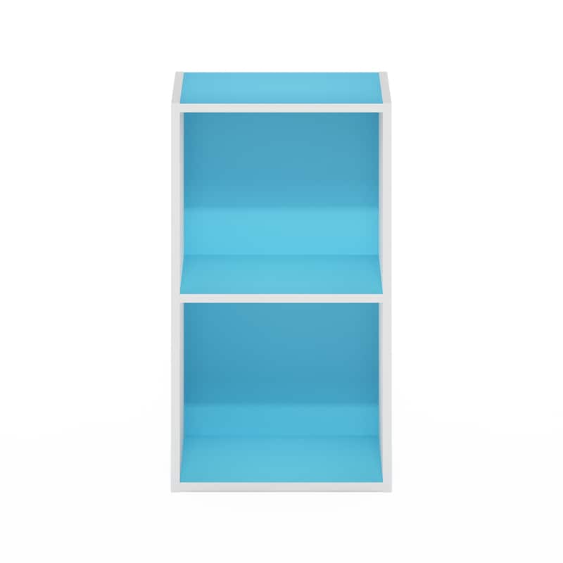 Furinno Pasir 2-Tier Open Shelf Bookcase - Light Blue/White