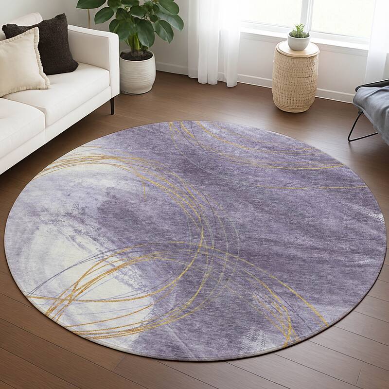 Machine Washable Indoor/ Outdoor Abstract Modern Chantille Rug