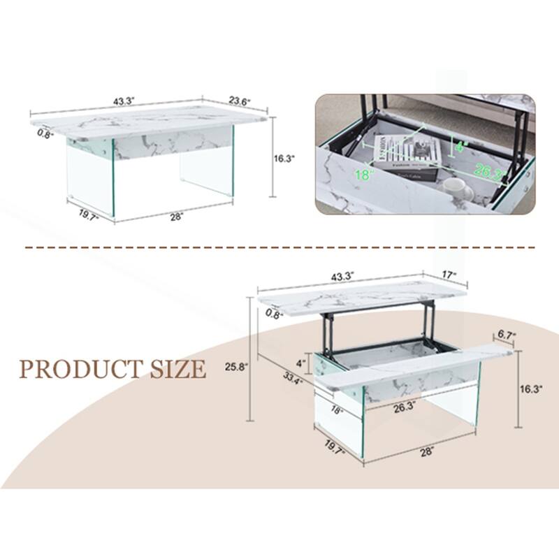 Versatile Lifting Coffee Table with Storage and Multiple Options