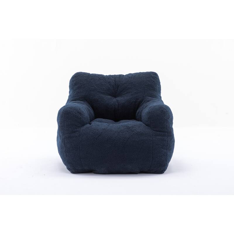 Dark Blue Teddy 39.37" Bean Bag Chair with Memory Sponge