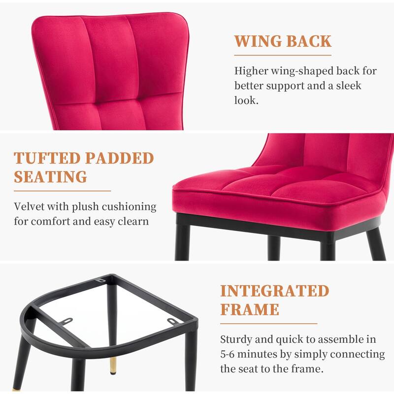Modern Velvet Upholstered Dining Chairs, Set of 2/4 - 35.8"H x 18.9"W x 23.2"D