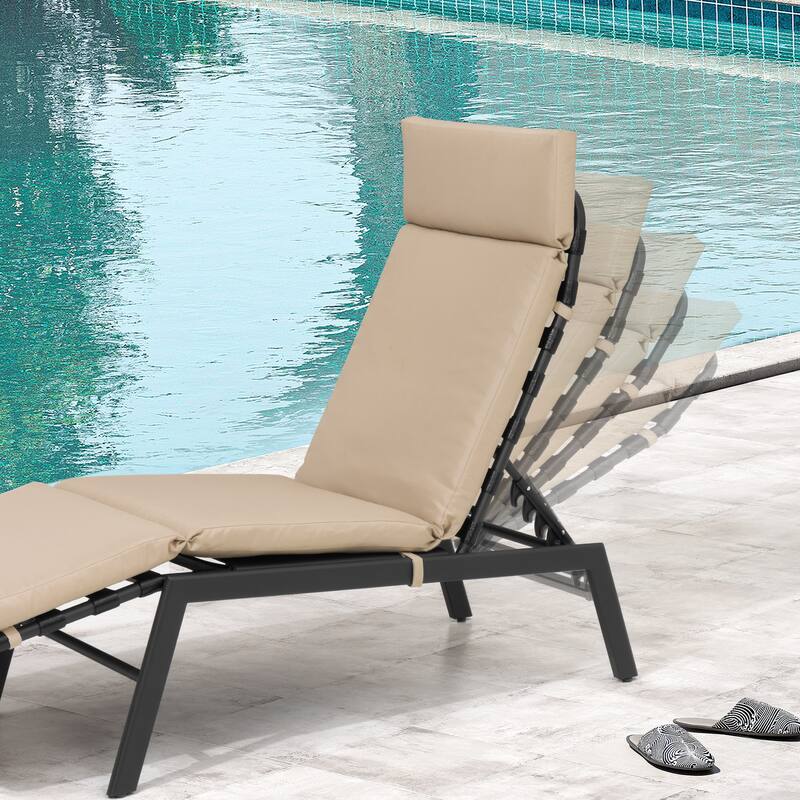 Patio Chaise Lounge Chair Adjustable Outdoor Recliners with Cushion
