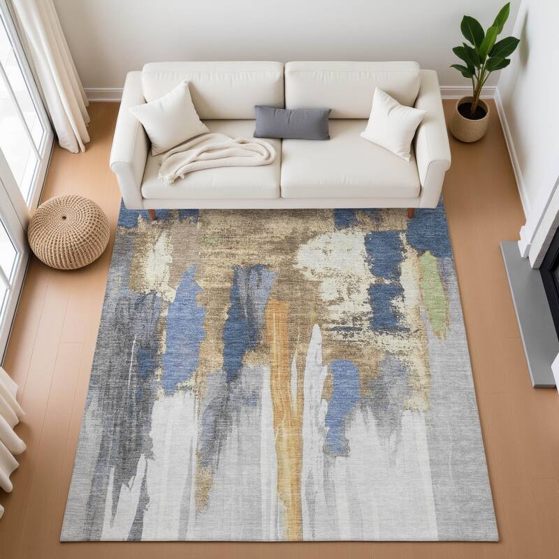 Premium Washable Super Soft Abstract Glam Mayfield Rug - Navy - 9' x 12'