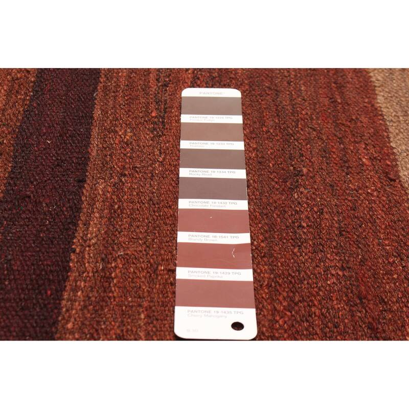 ECARPETGALLERY Flat-Weave Natural Dark Brown Wool Tapestry Kilim - 2'7 x 10'7