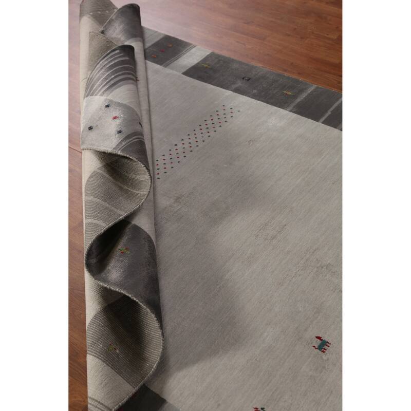 Little Animals Gabbeh Indian Area Rug Hand-Knotted Wool Carpet - 5'3" x 7'7"