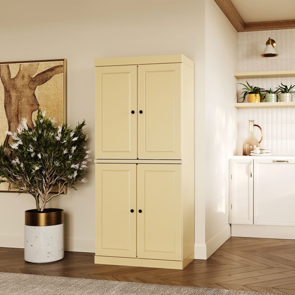 100% Solid Wood Tall Kitchen Pantry Cabinet with Doors & Adjustable Shelves, 32" W x 71.5" H, Palace Imports - 32" x 71.5"