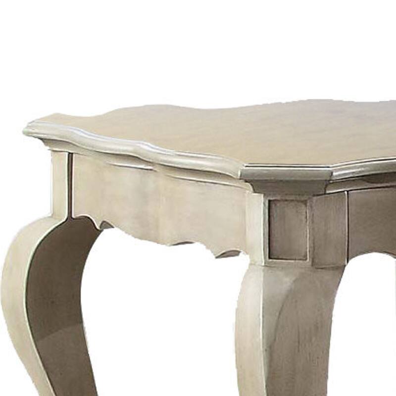 Wooden End Table with Lower Shelf in Antique Taupe Silver Finish