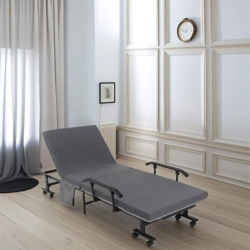 Rollaway Bed,Folding Bed w/3.25" Mattress,Portable Foldable Guest Bed