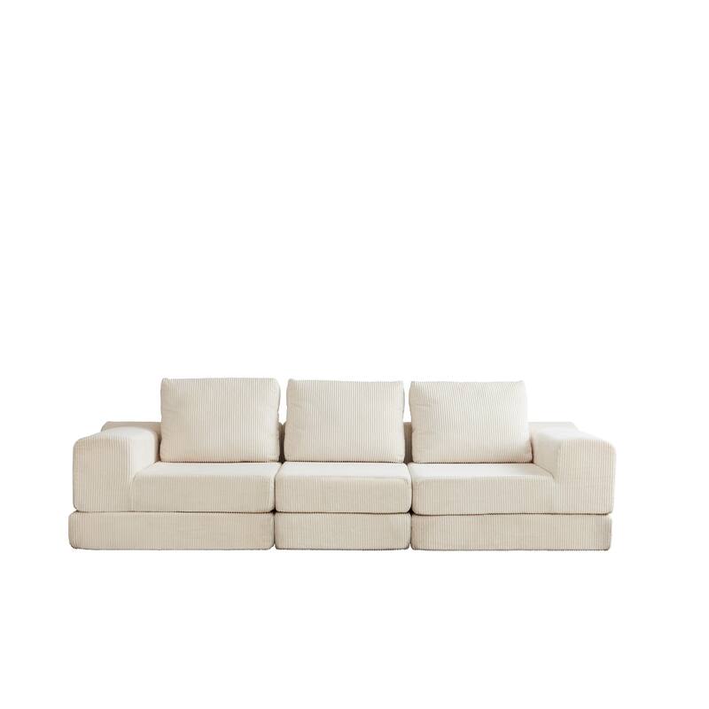 108'' Modular Sectional 3-Seater Cloud Sofa Bed with Deep Seating and High-Density Foam Cushions for Living Room or Apartment