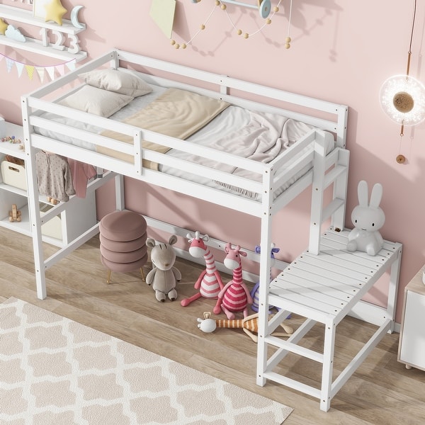 slide 2 of 11, Multifunctional Design Twin Size Loft Bed