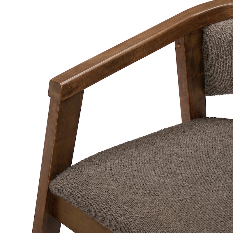 Christopher Knight Home - Noren Mid-Century Boucle Upholstered U-Shaped Dining Chair with Armrest - Set of 2