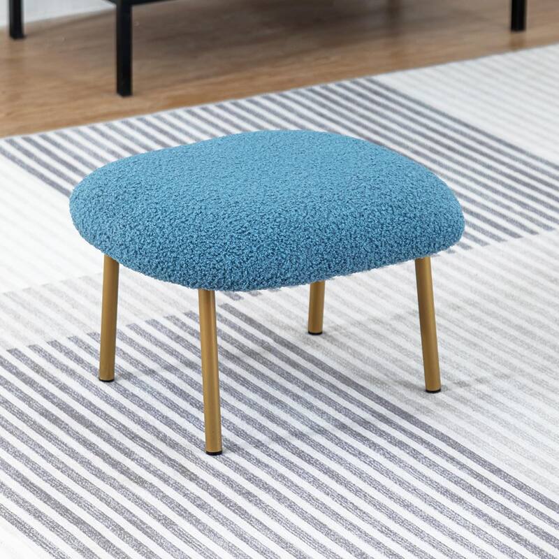 XINMICS Round Boucle Upholstered accent chair ottoman