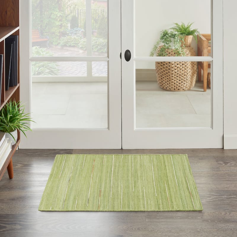 Nourison Interweave Indoor Solid Area Rug - 2' x 3' - Green - Rectangle