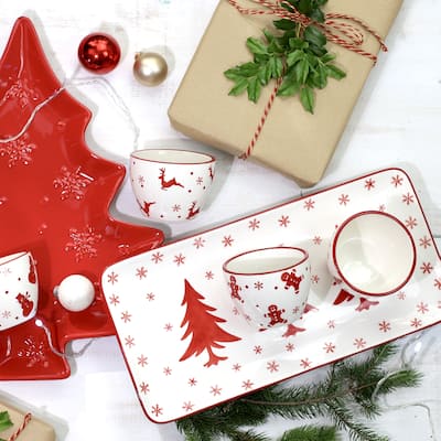 Euro Ceramica Winterfest 4 Piece Holiday Entertaining Set
