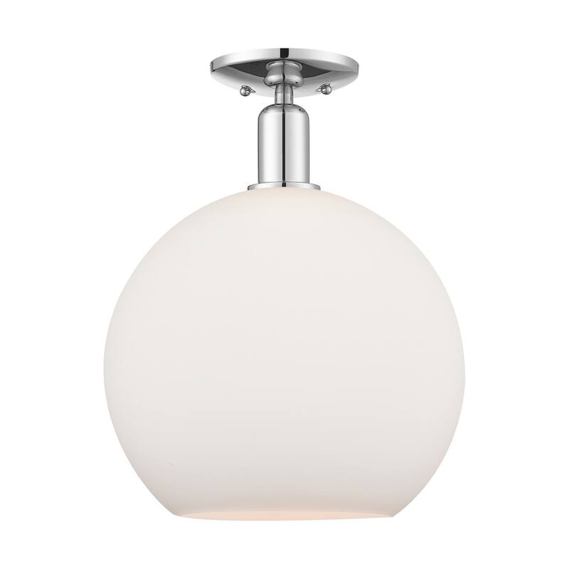 Innovations Lighting 716-1C-16-12 Athens Semi-Flush Athens 12" Wide - Polished Chrome / Matte White