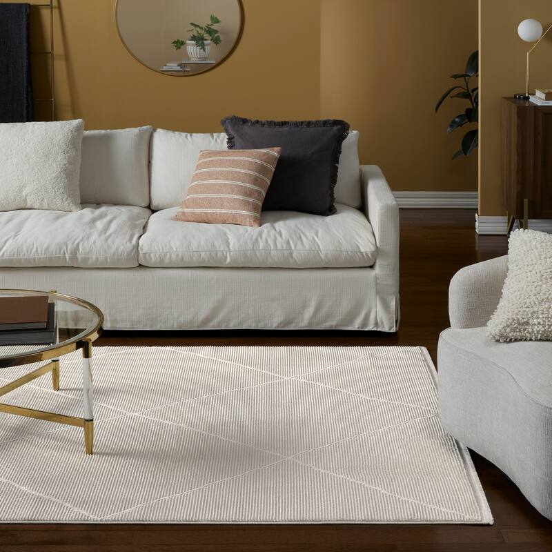 TOWN & COUNTRY LUXE Tretta High-Low Area Rug - 7' 10" x 10' 2" - Ivory - Rectangle