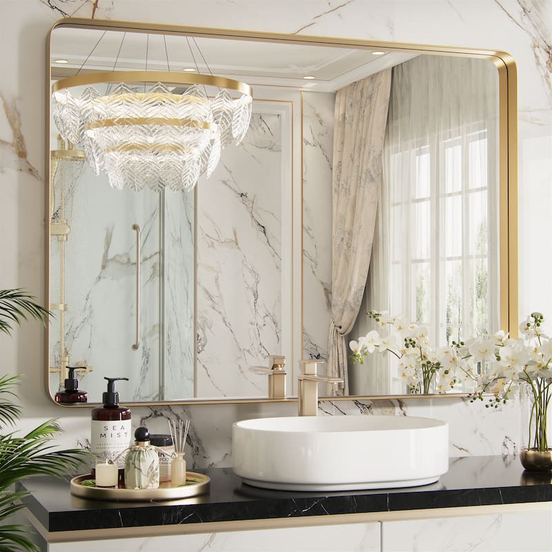 Bathroom Mirrors Wall Mirrors Accent Mirrors - 30W * 40H Inches - Gold