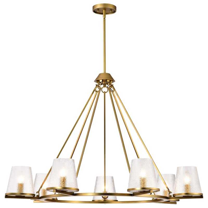 Valentine 7 Light Chandelier Vintage Brass Finish Hammered Glass - Vintage Brass