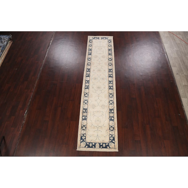 Vegetable Dye Peshawar Chobi Oriental Runner Rug Wool Hand-knotted - 2'8" x 11'6"