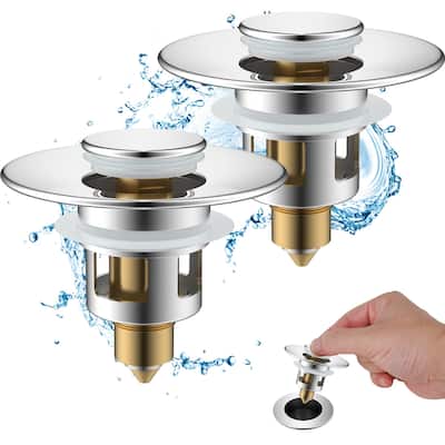 2pcs All Metal Universal Bathroom Sink Stopper for 1.0-1.8" Drain Hole