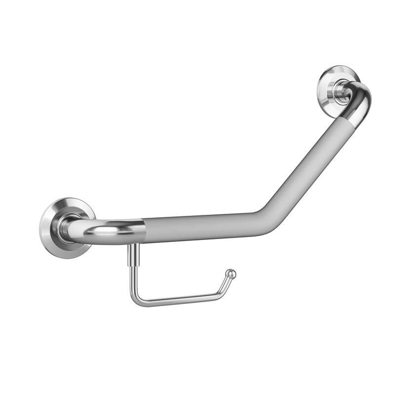 ErgoAngleBar Ergonomic Soft Grip 32mm Diameter ADA Compliant 500 lb Weight Capacity Polished Stainless Steel