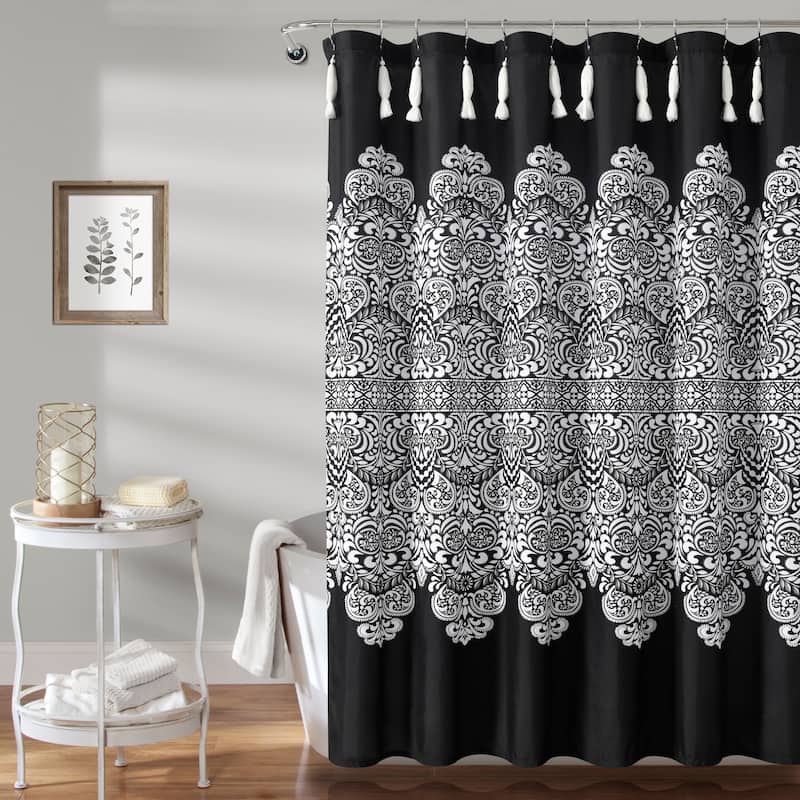 Lush Decor Boho Medallion Shower Curtain - Black