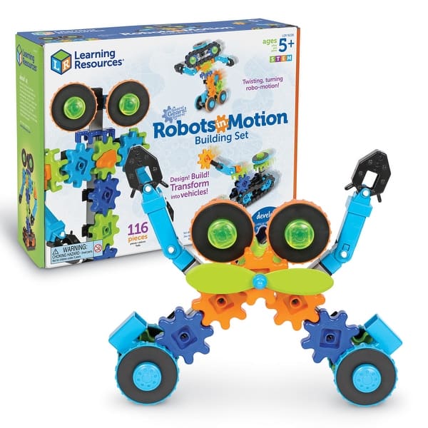 slide 2 of 6, Learning Resources Gears Gears Gears Robots In Motion Building Set, 116 Pieces Assorted - STEM - Kids