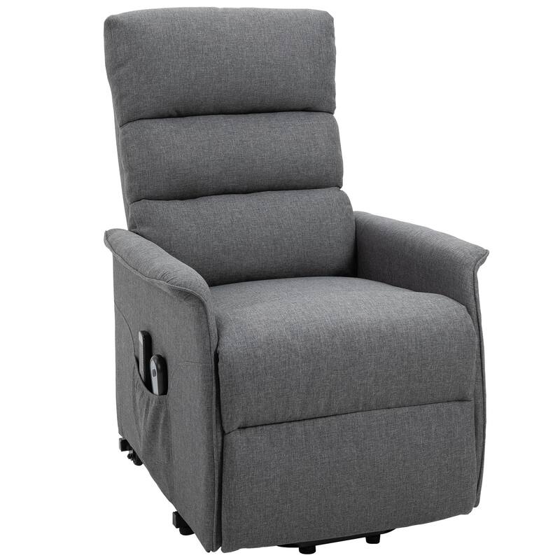HOMCOM Electric Power Lift Recliner Massage Sofa Vibration with Remote for Elderly, Living Room Office Furniture - Grey