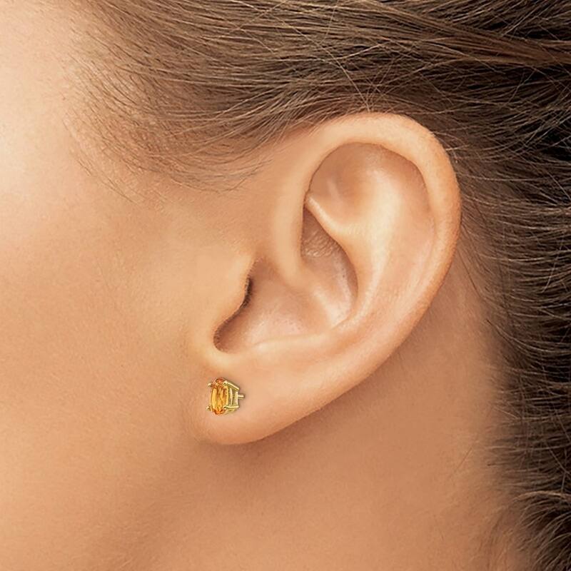 Curata 14k Yellow Gold 6x4mm Oval Genuine Gemstone Birthstone Post Earrings
