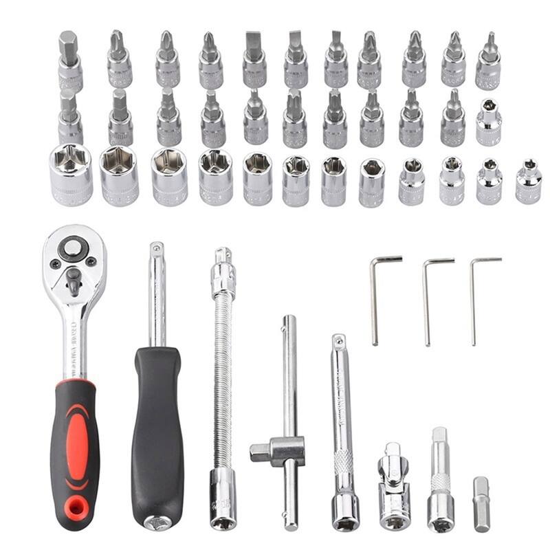 46pcs 1/4-inch Combination Drive Socket Bit Ratchet Socket Wrenches