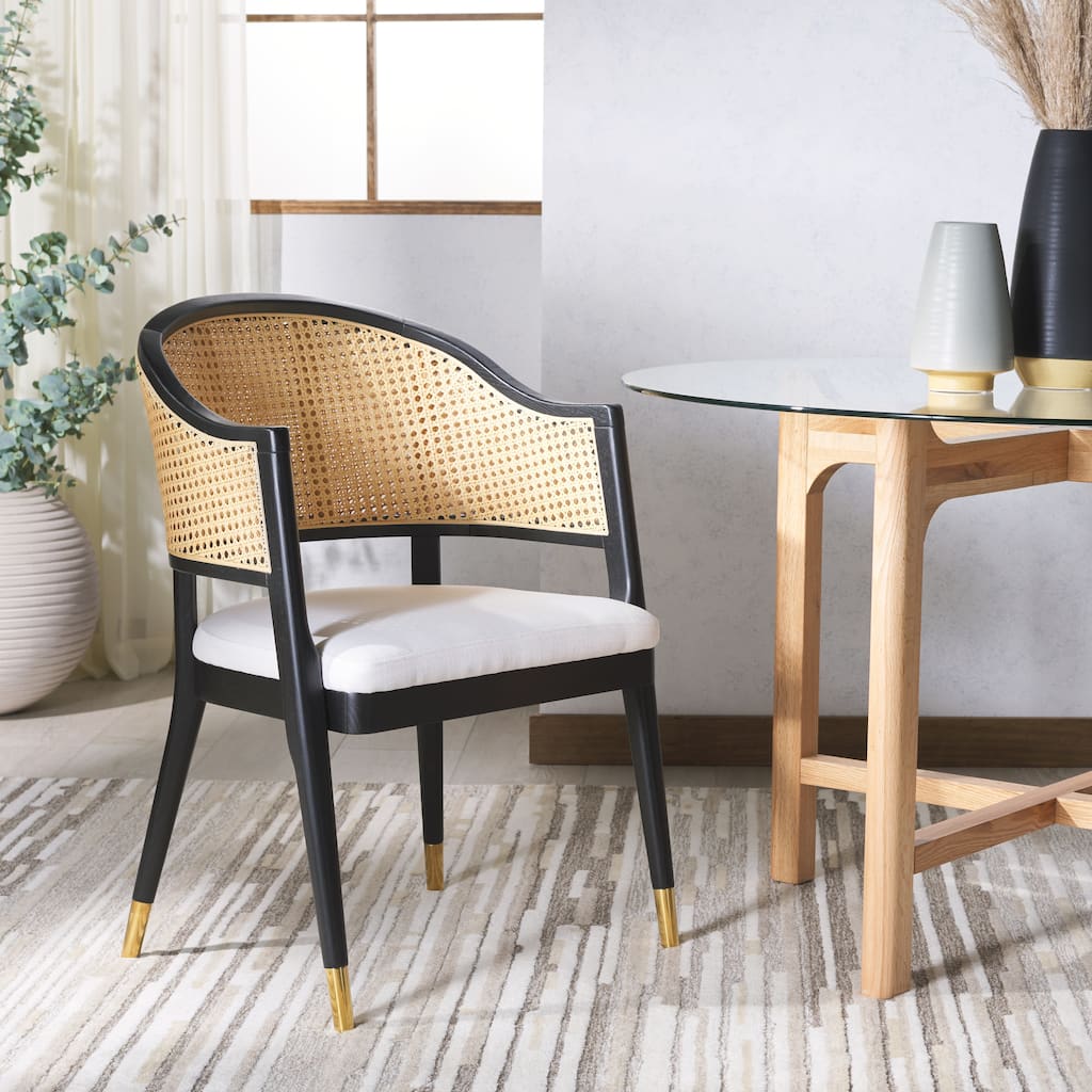 SAFAVIEH Couture Dominica Rattan Dining Chair - 23.4" W x 22.8" L x 33.6" H - 23"W x 23"D x 34"H