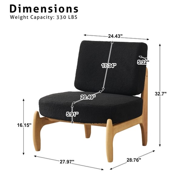 dimension image slide 2 of 6, Modern Teddy Slipper Chair Armless Lounge Sofa