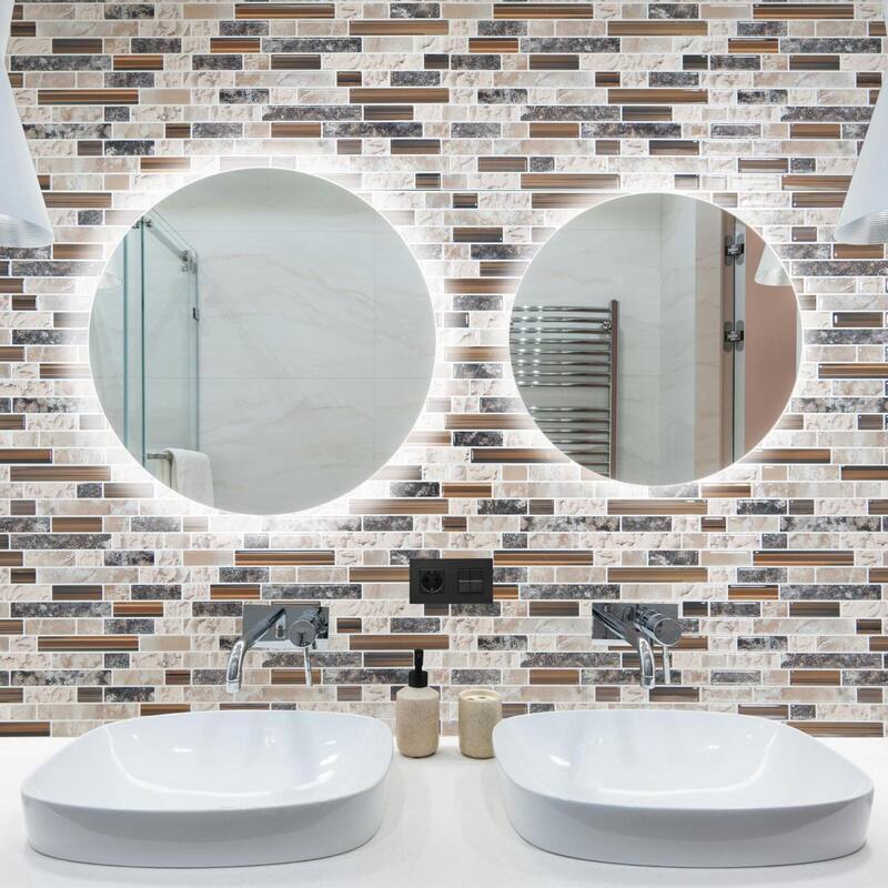 Art3d 10pcs Peel and Stick Backsplash Thickened Tiles, 12''x12'', Cover 10 Sq.Ft. - 11.8"x11.8"
